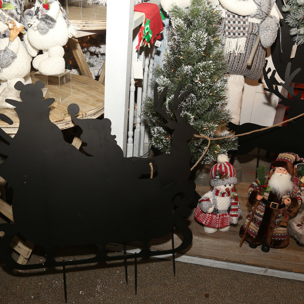 Santa and Two Reindeer Silhouete Yard Stakes, Set of 3