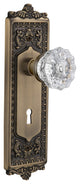 Egg and Dart Plate With Crystal Knob, Antique Brass