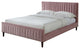 Omax Decor Spencer Upholstered Platform Bed, Blush Velvet, Queen