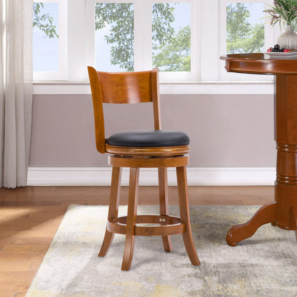 Palmetto Swivel Stool, 24" Counter Height, Fruitwood