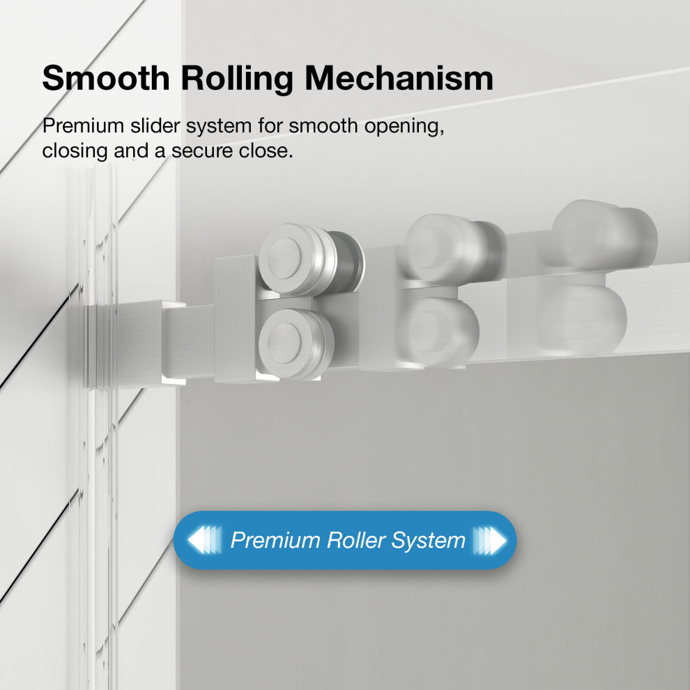 Selby Frameless Sliding Clear Alcove Shower Door, Satin Nickel, 60"