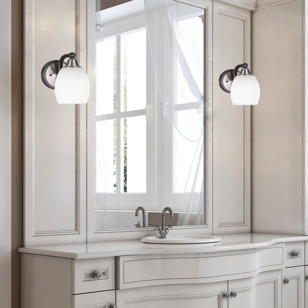 Paramount 1-Light Wall Sconce, Matte Black & Brushed Nickel, 5" White Matrix