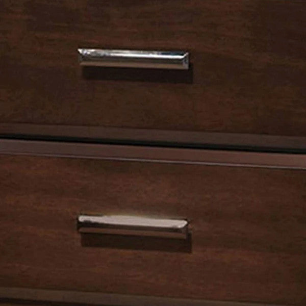 Benzara BM185433 Wooden Two Drawer Nightstand In Walnut Finish