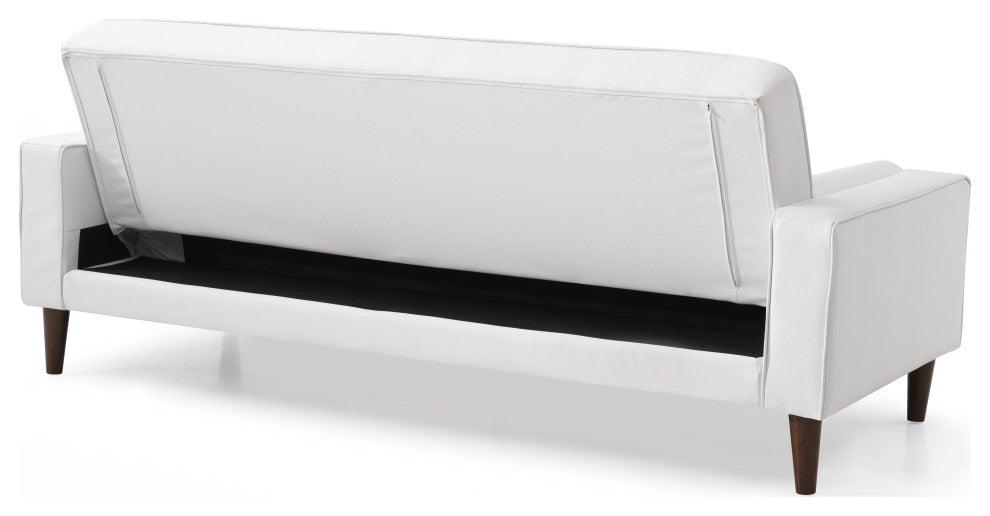 Navi Sleeper Sofa, White Faux Leather