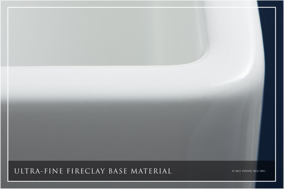 Luxury 33-Inch SOLID Fireclay Farmhouse Sink in White with Accs, Flat Front