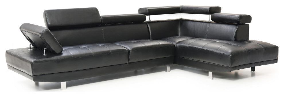 Riveredge 109" W 2 Piece Faux Leather L Shape Sectional Sofa, Black