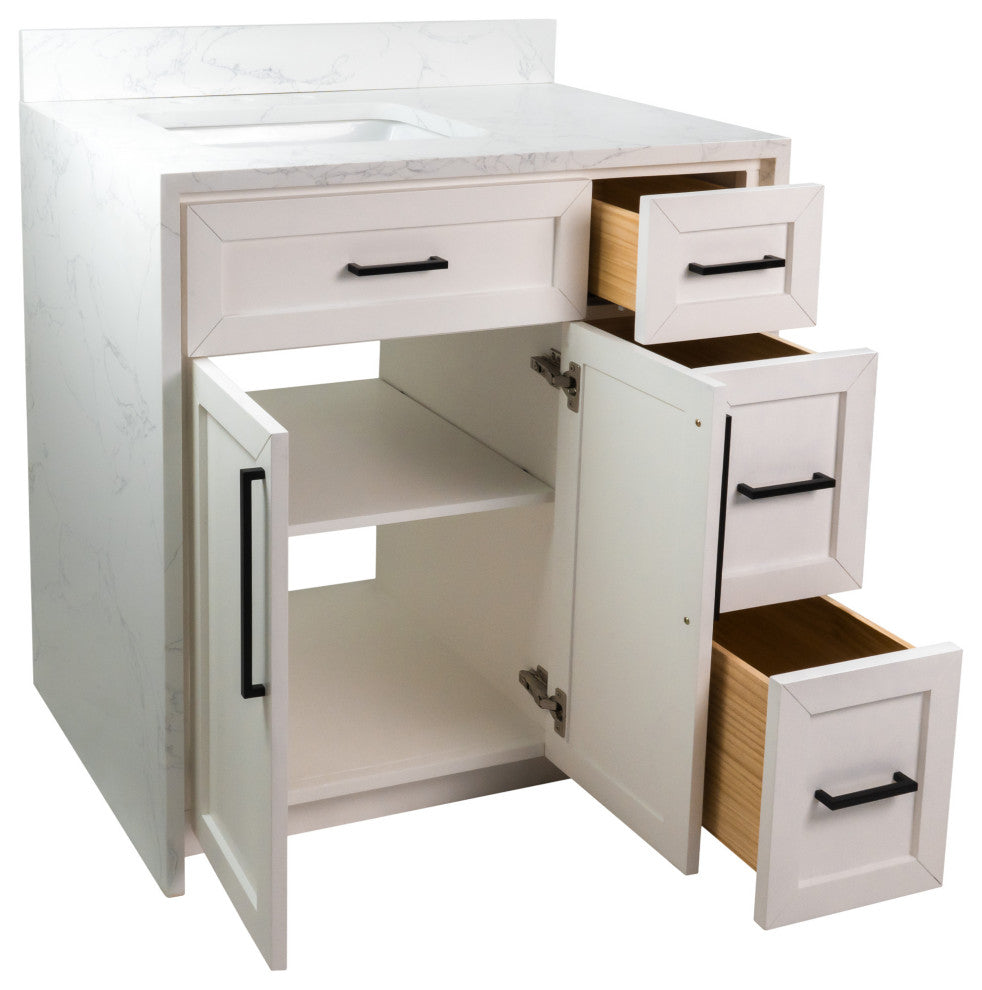 Palisade 36" Bathroom Vanity, White, Engineered Marble