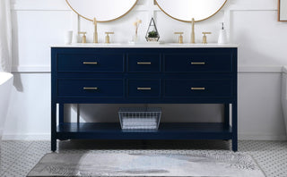 Sally 60" Double Bathroom Vanity, Blue
