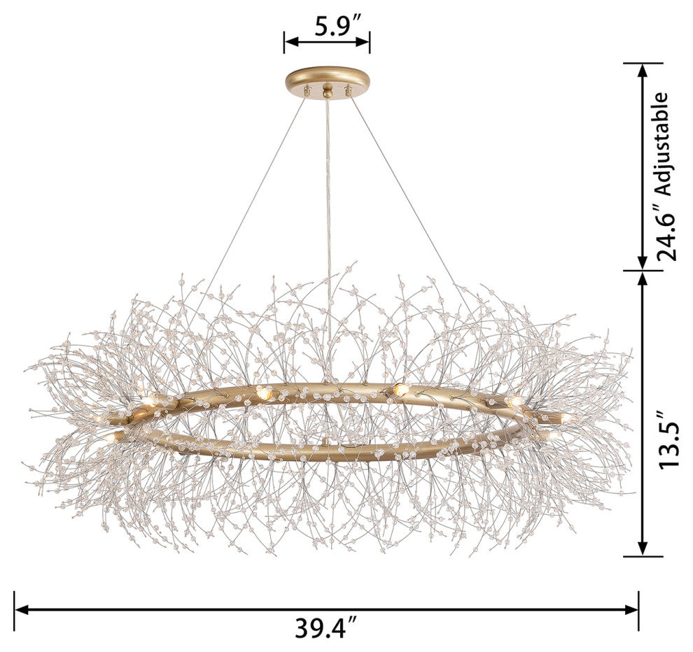 Silvia 12-Light Brushed Silver-ish Champagne Beads Firework Chandelier