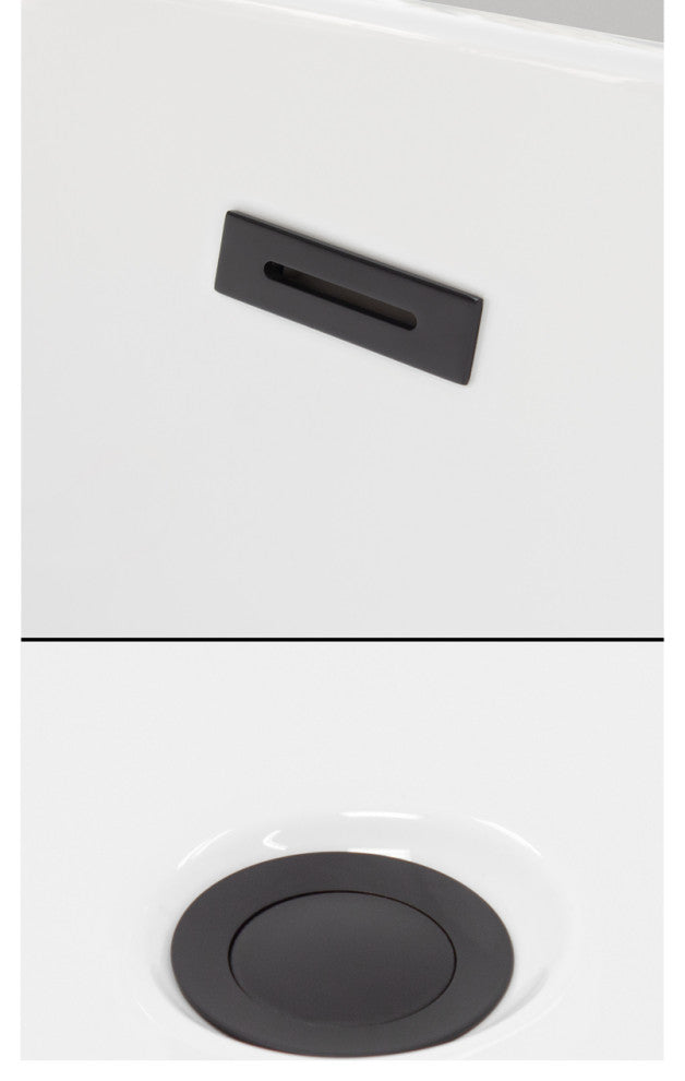 Sara 59" Freestanding White Bathtub, Matte Black Drain and Overflow Trim