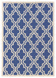 Linon Silhouette Quatrefoil Hand Hooked Wool 5'x7' Rug in Navy