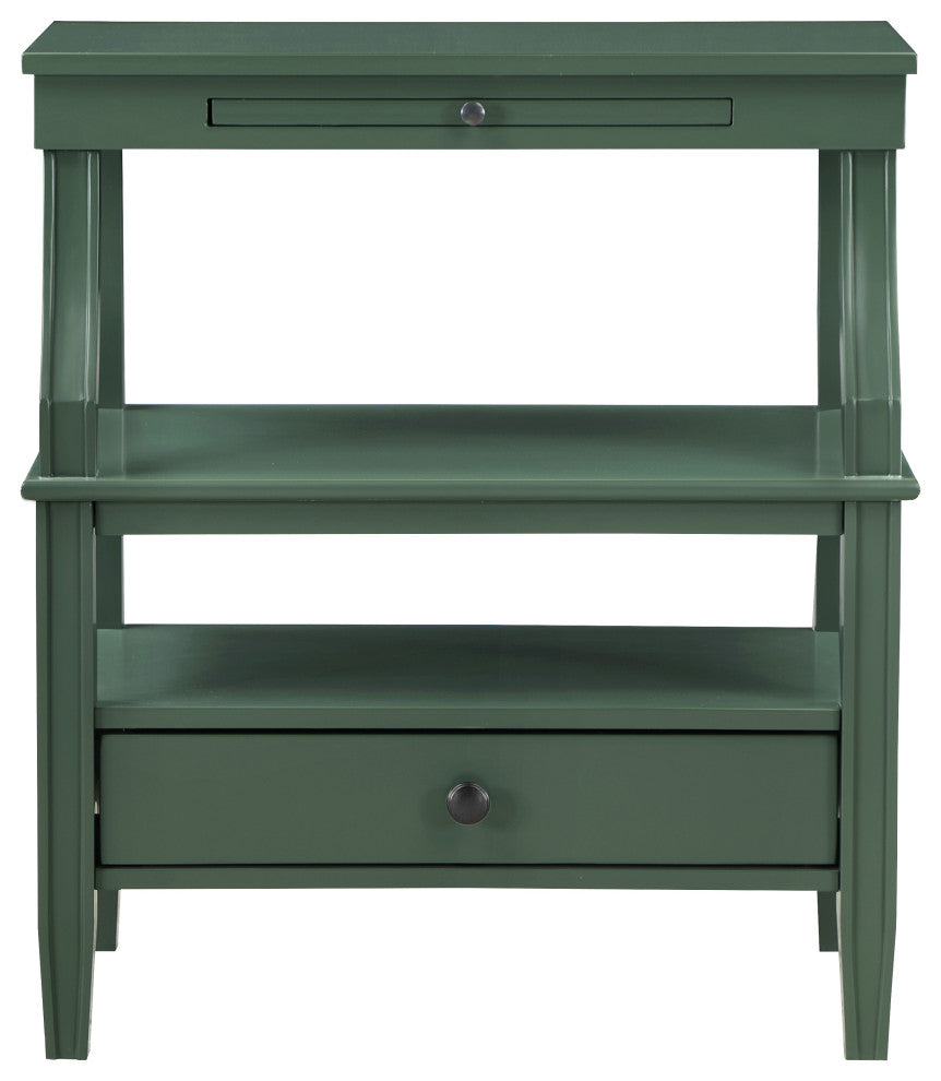Newton Antique White Storage Nightstand, Vintage Green