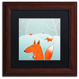 'Winter Foxes' Matted Framed Canvas Art by Carla Martell