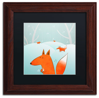 'Winter Foxes' Matted Framed Canvas Art by Carla Martell
