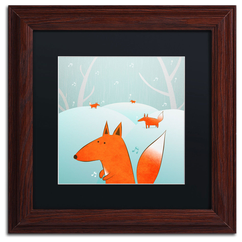 'Winter Foxes' Matted Framed Canvas Art by Carla Martell