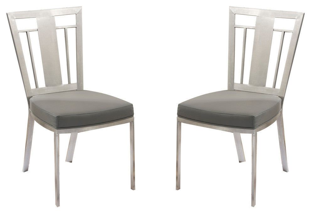Cleo Dining Chairs, Gray and Stainless Steel, Set of 2