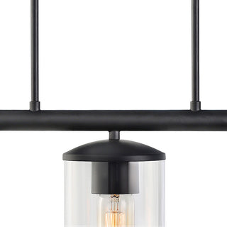 LALUZ 37" 5-Light Black and Clear Glass Modern Linear Pendant Lighting