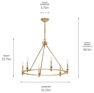 Carrick Chandelier, Black, Champagne Bronze, 6 Light
