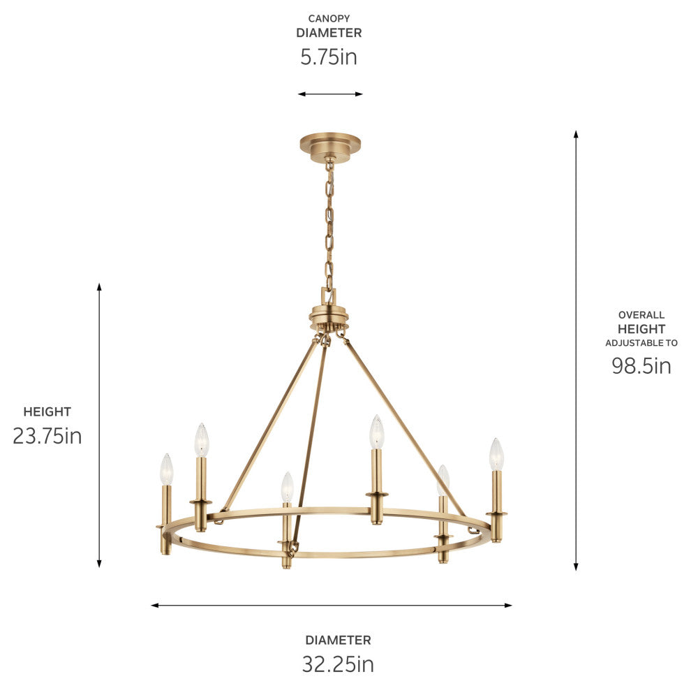 Carrick Chandelier, Black, Champagne Bronze, 6 Light