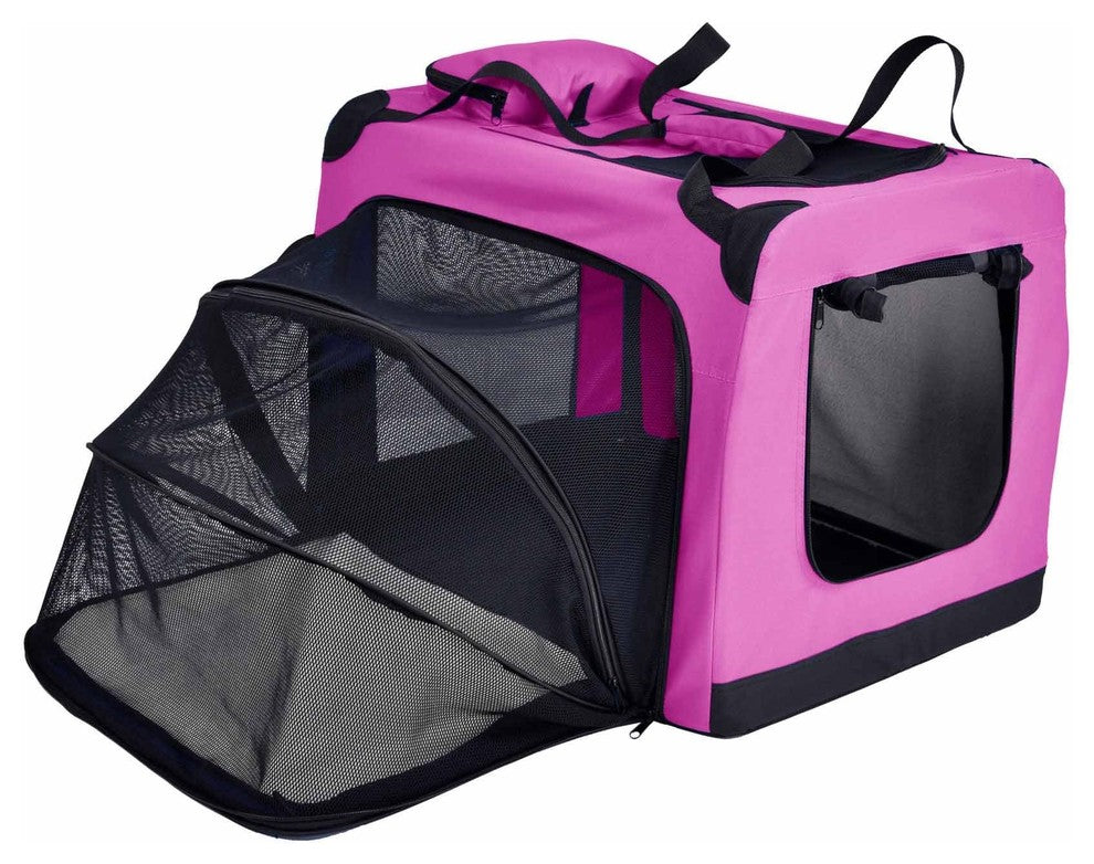 Hounda Accordion Collapsible Dual-Sided Expandable Pet Crate, Pink, Small