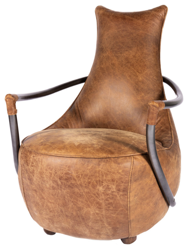 First of A Kind Carlisle Club Chair Grazed Brown Leather