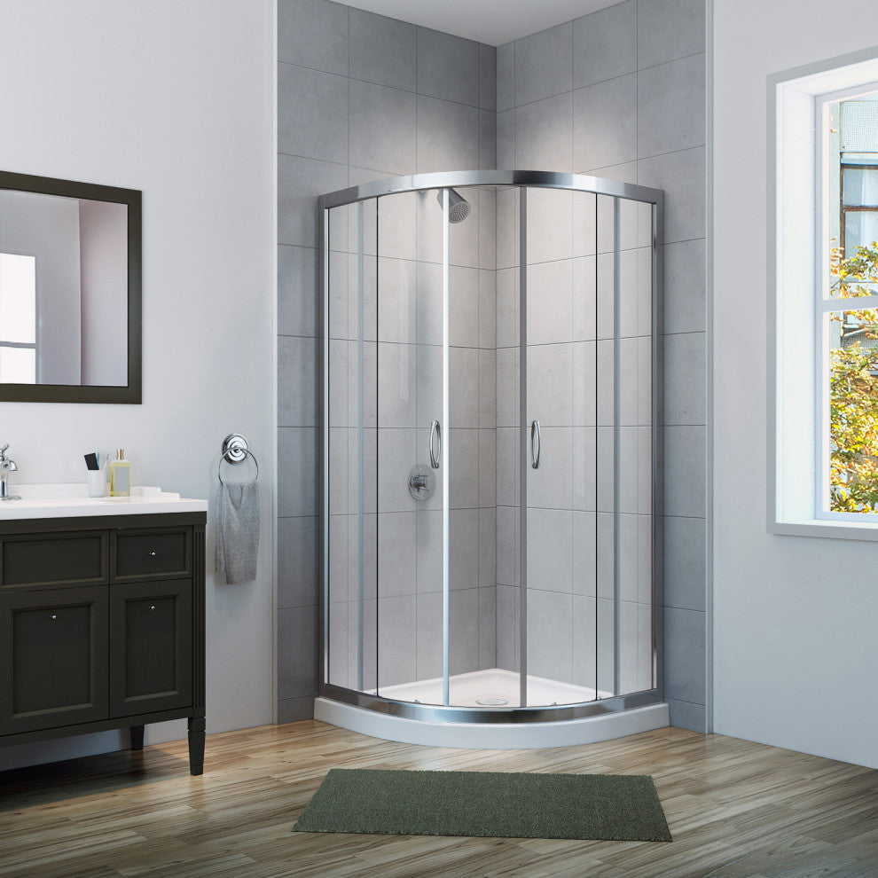 Mona 40" Neo Round Shower Enclosure Kit  With Acrylic Base Without Walls