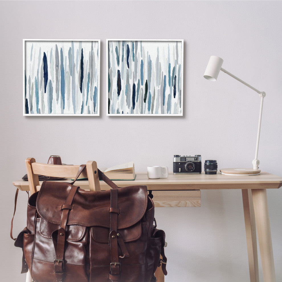 Abstract Brushed Rainfall Contemporary Modern Painting , 2pc, each 17 x 17