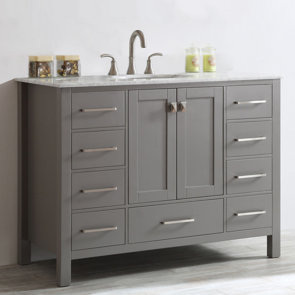 Gela Single Vanity, Gray, 48", Without Mirror