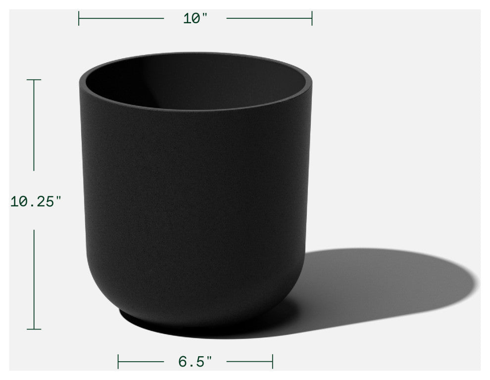 Pure Series Kona Planter, Black, 10", 2 Pack