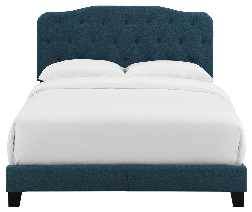 Amelia King Upholstered Fabric Bed, Azure
