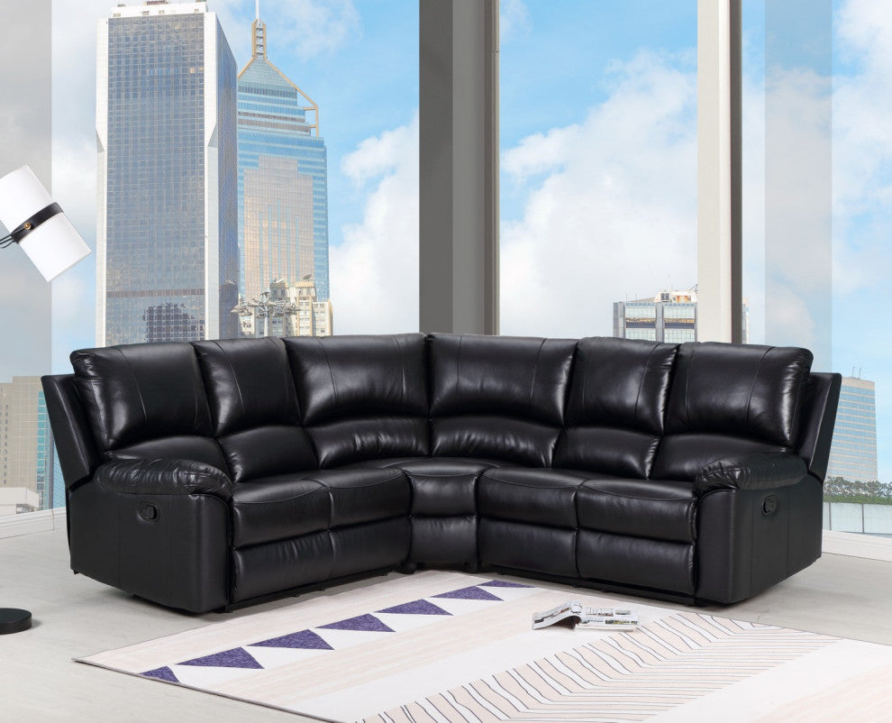 Andrew Leather Air Powered Reclining Contemporary Sectional Black