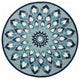 6' Blue And White Round Wool Hand Tufted Area Rug
