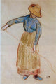 Camille Pissarro Peasant With a Pitchfork, 18"x27" Wall Decal
