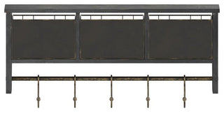 Daly Wall Mounted 24"Solid Pine Wood Coat Rack, Black Wash