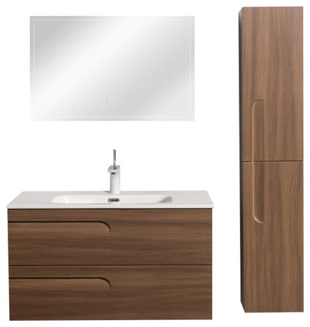 Eviva Joy 36" Graywood Wall Mount Bathroom Vanity With White Integrated Top