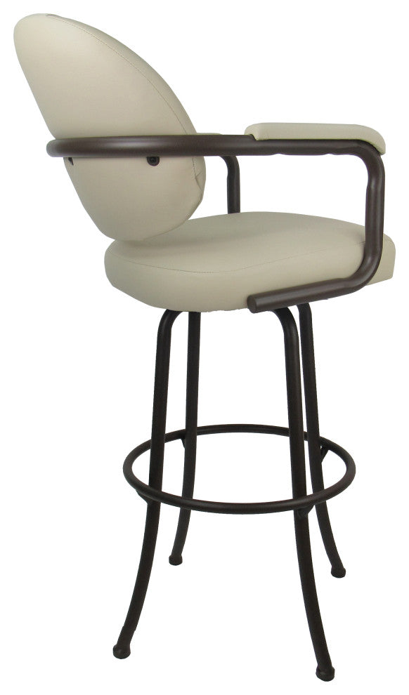 Swivel Counter Metal Pub Set - M-70 Stools 26" or 30", Ocean Beige - Brown, 30", Crackle Glass