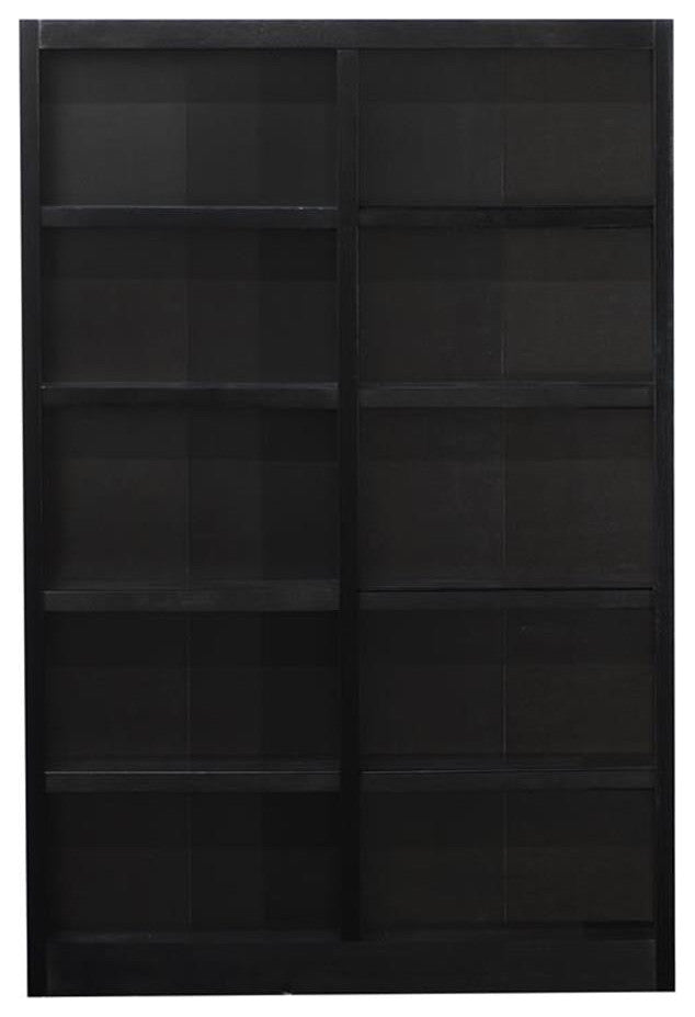 Bowery Hill Traditional 72" Tall 10-Shelf Double Wide Wood Bookcase in Espresso