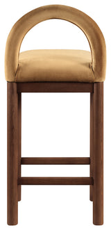 Conrad Upholstered Bar and Counter Stool, Saddle, Velvet, Brown