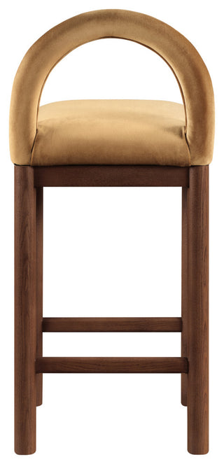 Conrad Upholstered Bar and Counter Stool, Saddle, Velvet, Brown