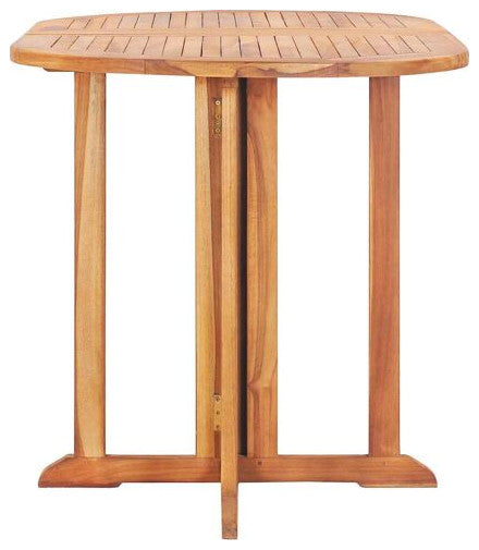 vidaXL Folding Patio Table (27.6''''-47.2'''')x5.5''''-27.6''''x29.5'''' Solid Teak Wood
