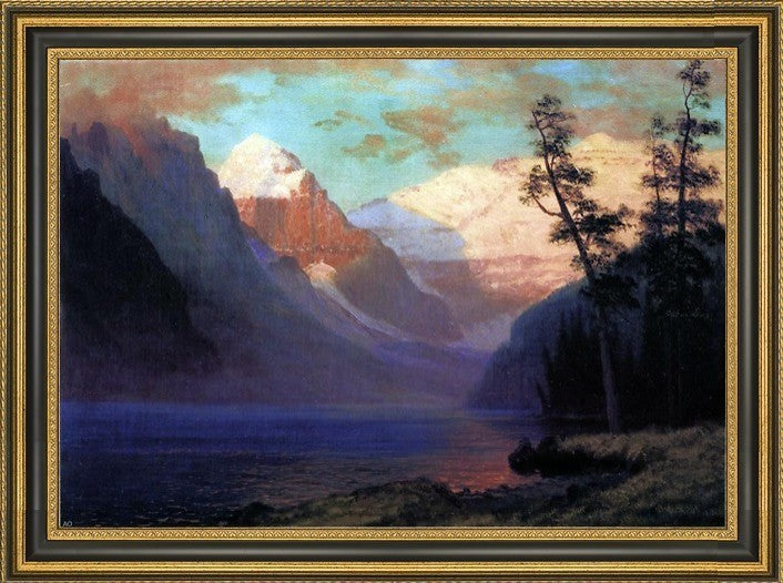 Albert Bierstadt Evening Glow Lake Louise Framed Premium Canvas Print, 18"x27"