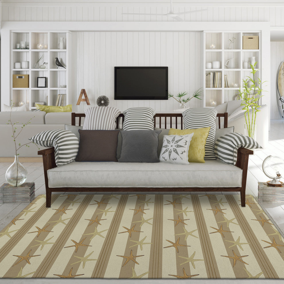 Indoor/Outdoor Seabreeze SZ12 Beige Machine Washable 5' x 7'6" Rug