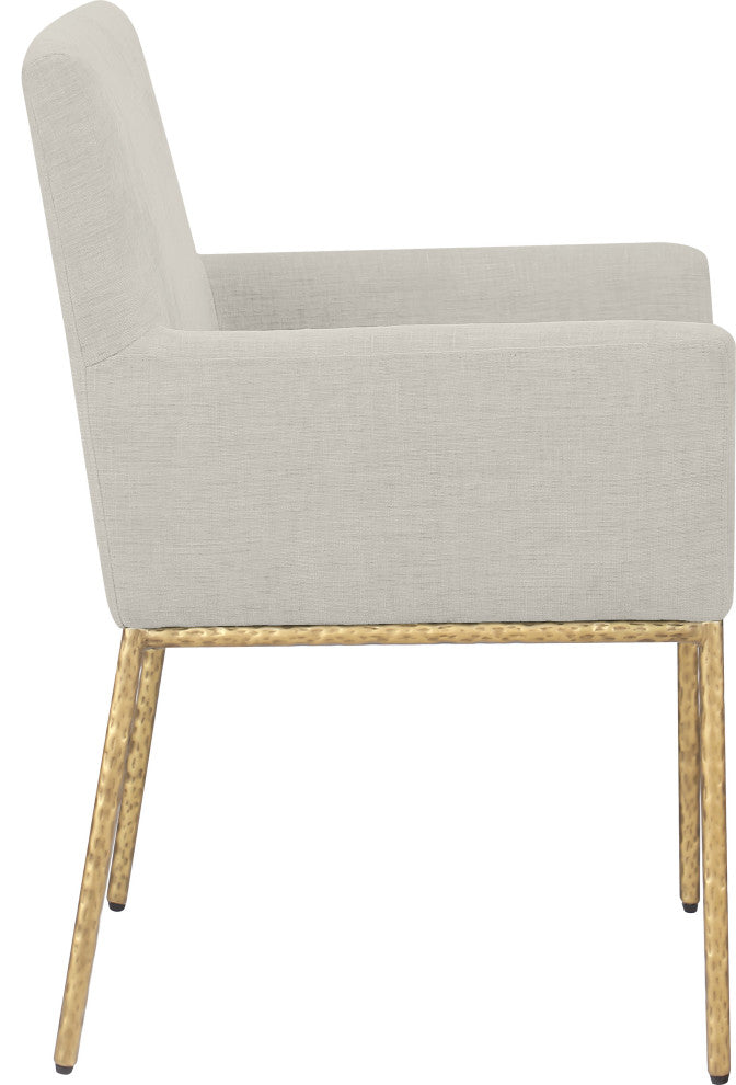 Reeves Upholstered Dining Chair, Cream, Chenille , AC,  Brushed Brass, Set of 2