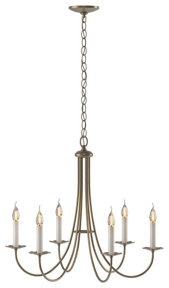 Simple Sweep 6 Arm Chandelier, Soft Gold Finish