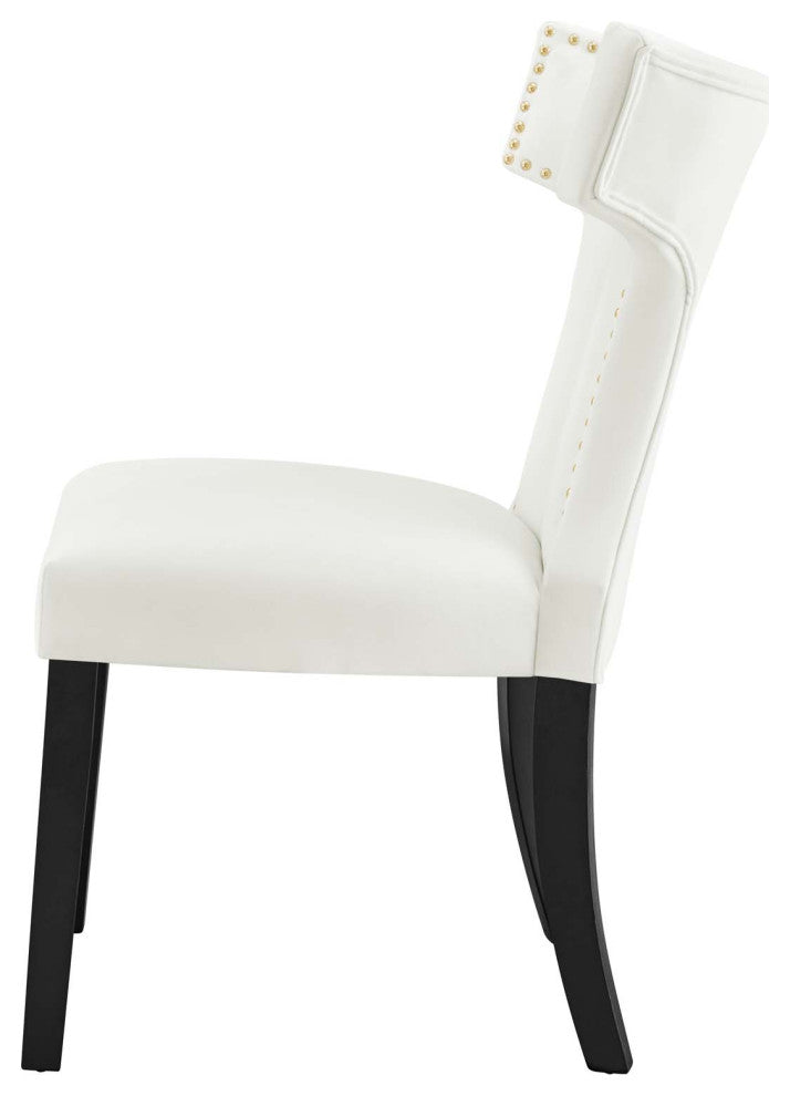 Dining Chair, Nailhead, Set of 2, White, Velvet, Modern, Bistro Hospitality
