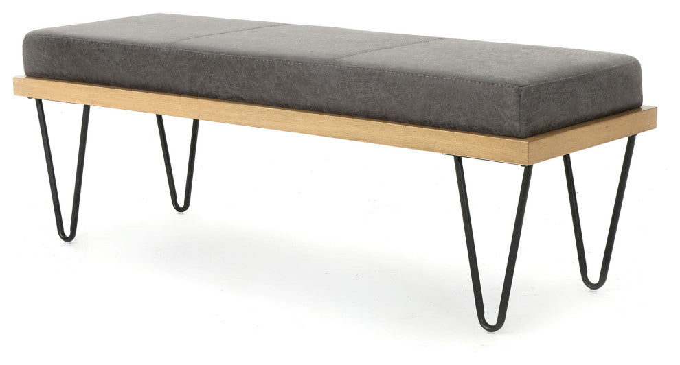 GDF Studio Elaina Industrial Modern Microfiber Bench, Slate