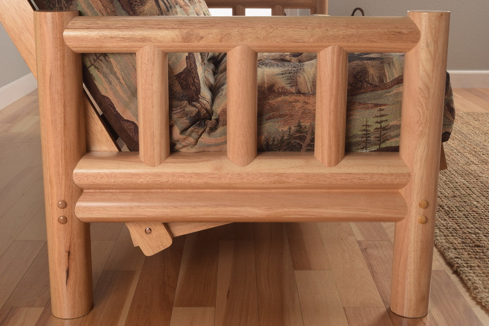 Gunner Frame Futon With Natural Finish, Suede Peat