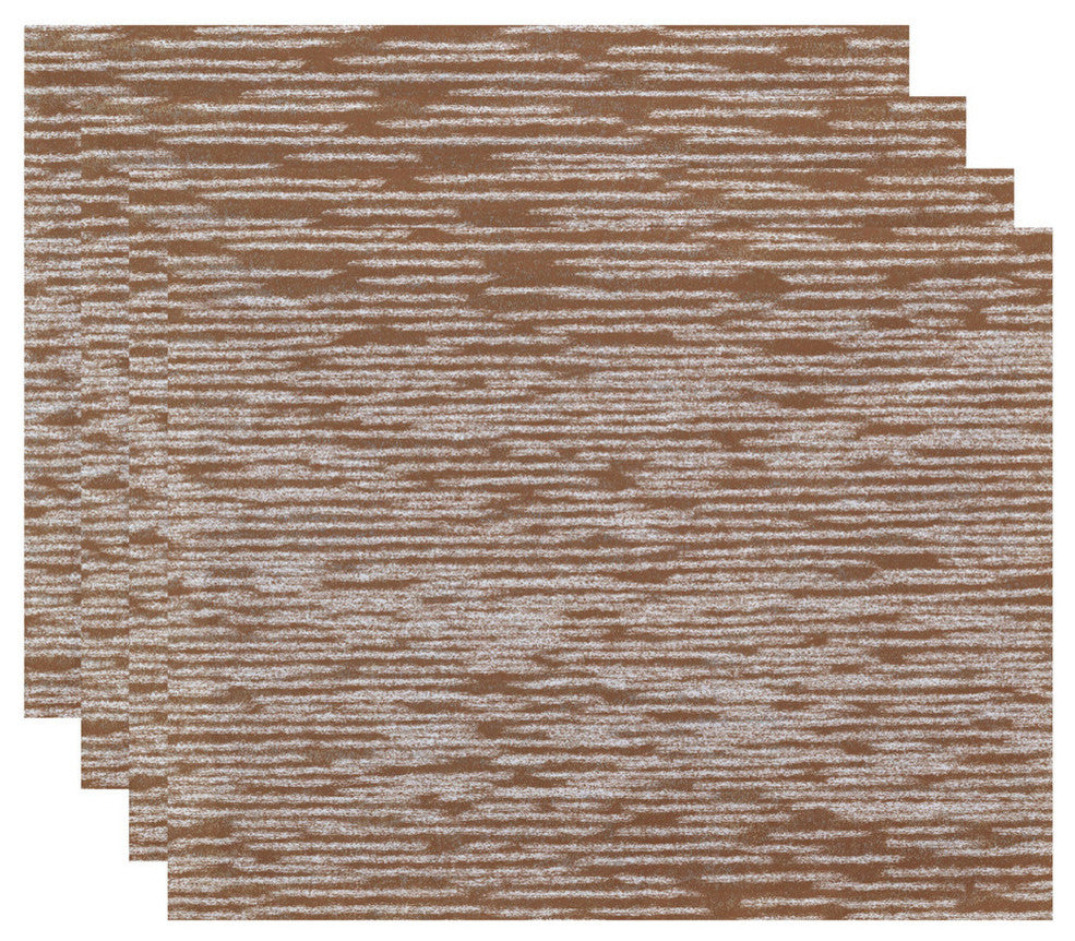 18"x14" Marled Knit, Geometric Print Placemat, Taupe And Beige, Set of 4
