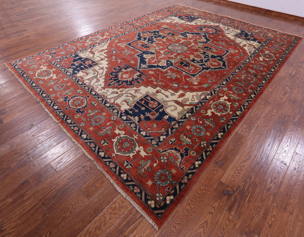 9' 11" X 13' 8" Handmade Heriz Serapi Wool Rug - Q16010