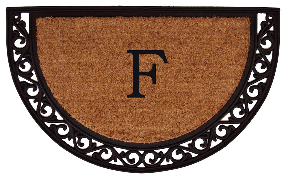 Ornate Scroll Monogram Doormat 18"x30", Letter F